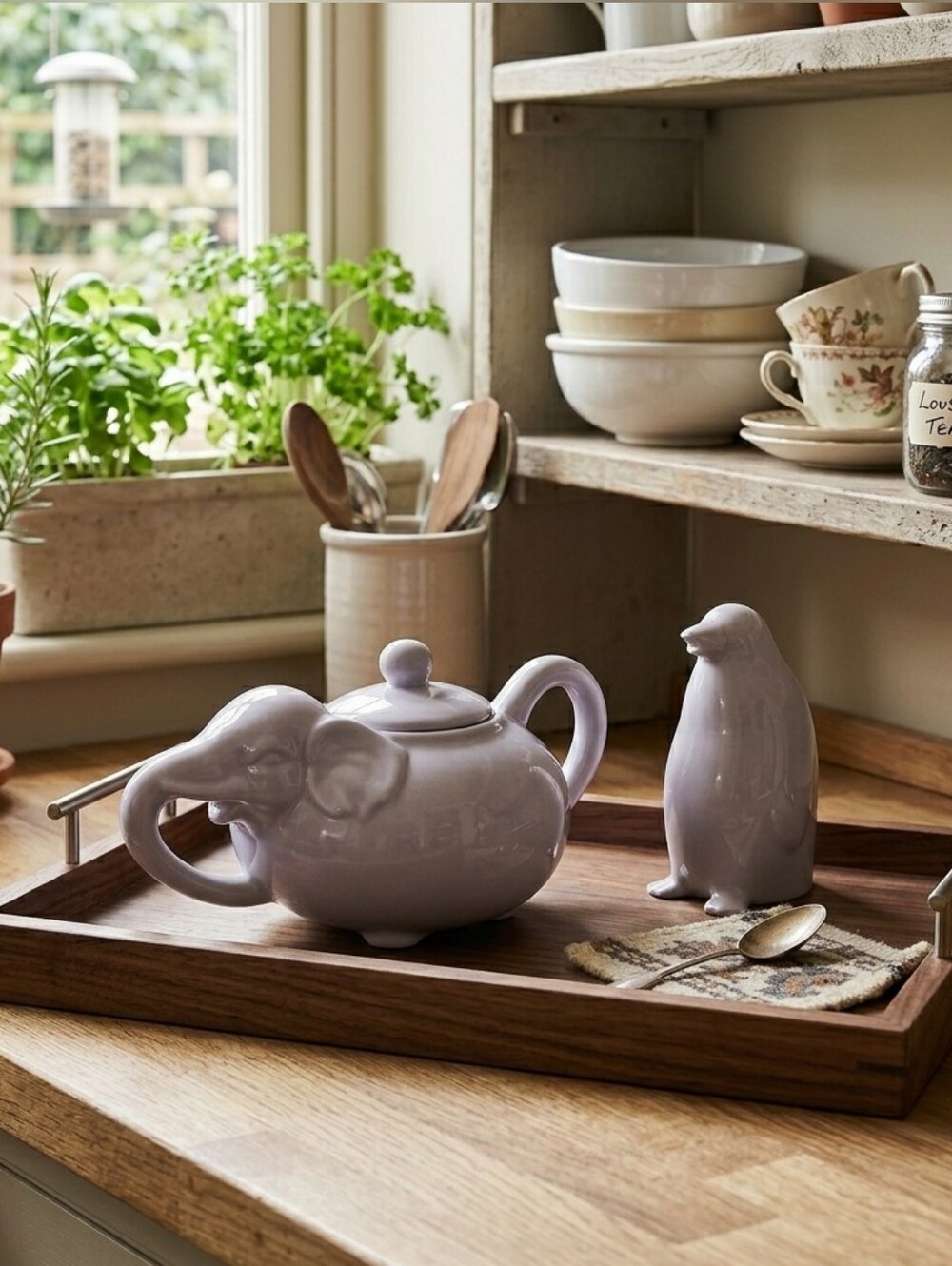 🐘Whimsical Elephant Sugar Bowl & Penguin Creamer Set🐧